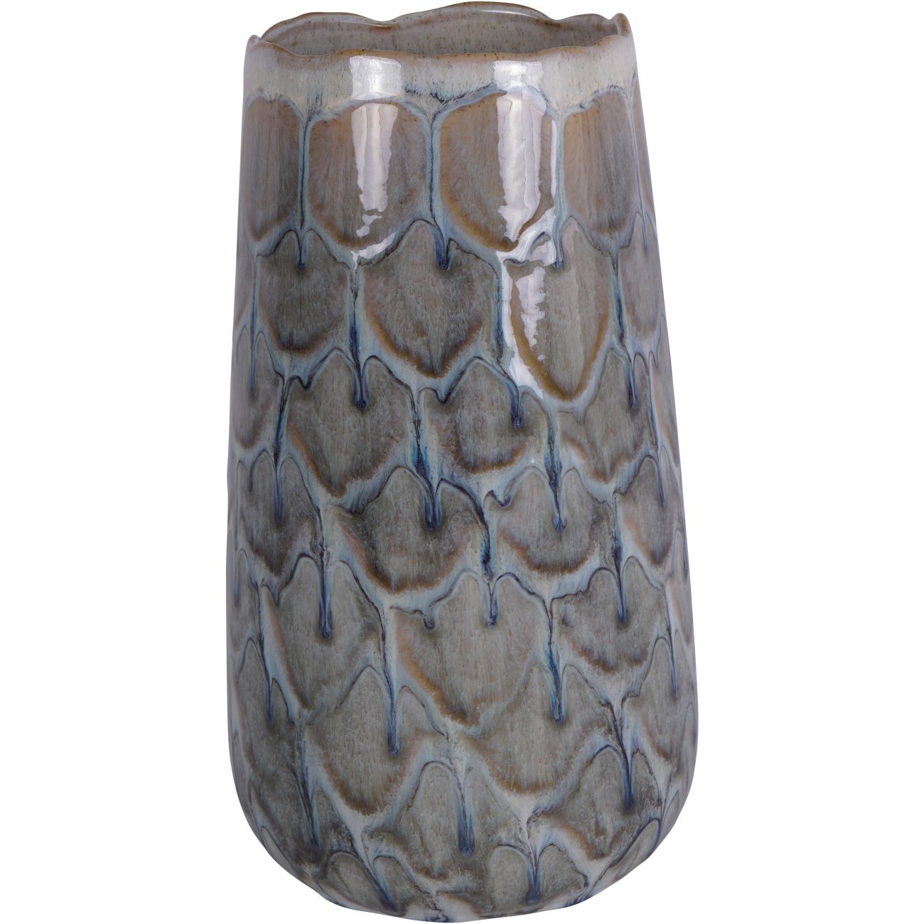 Armadillo Azure Blue & Taupe Ceramic Vase